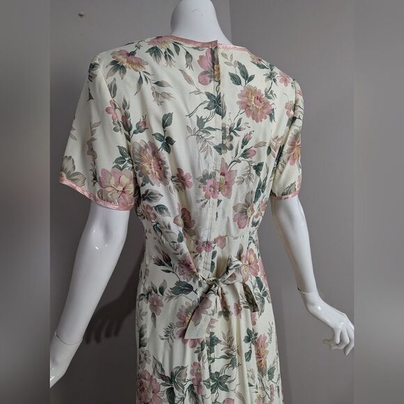 Women's 90s floral dress maxi short sleeve pretty maxi dress 9/10 - Picture 7 of 8
